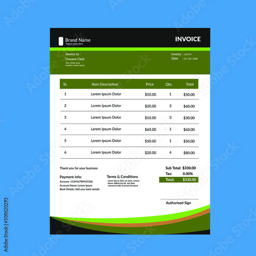 Corporate invoice design