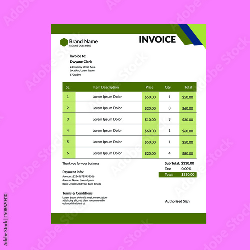 Corporate invoice design