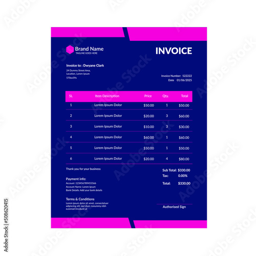 Corporate invoice design
