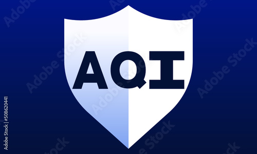 AQI shield logo design on blue background vector template | monogram logo | abstract logo | wordmark logo | letter mark logo | business logo | brand logo | flat logo, minimalist logo.	