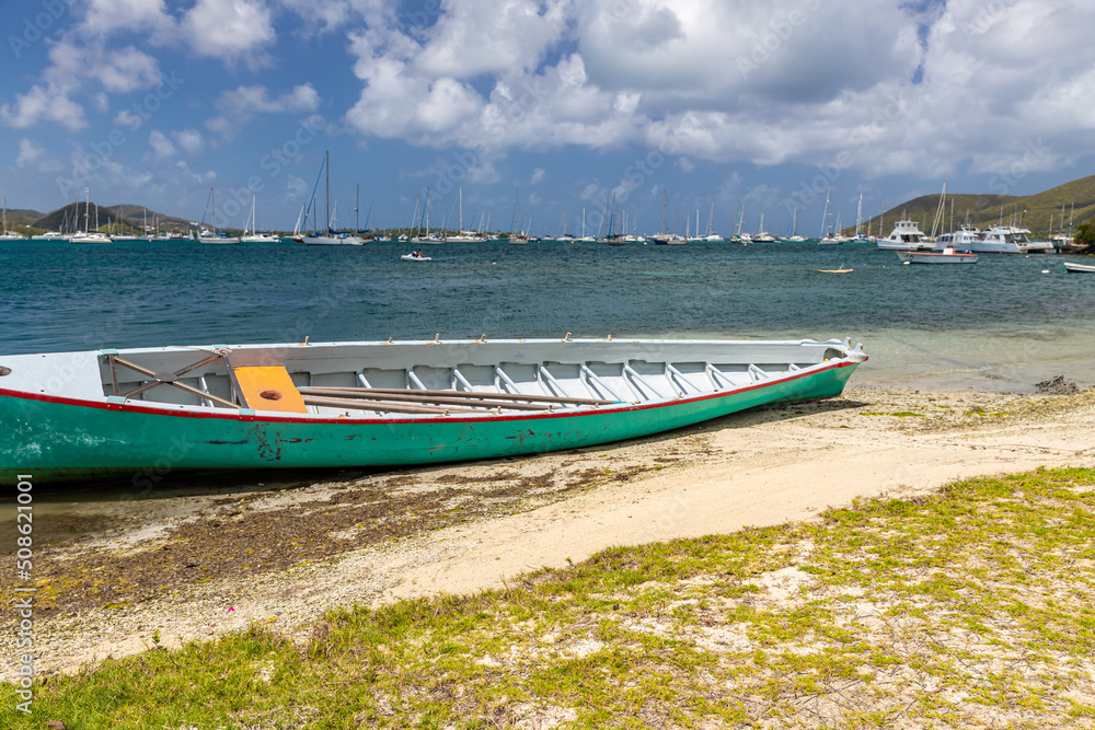 Fototapeta premium Yole boat in Le Marin, Martinique, France
