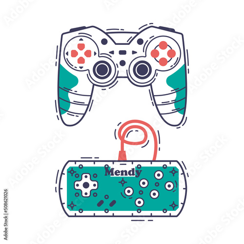 Gamepad as Game Controller and Input Device for Video Game Console Outline Vector Set