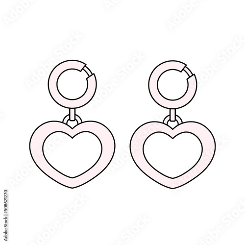 Heart-shaped simple earrings vector illustration