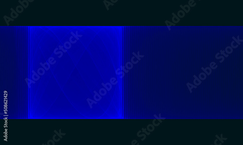 Wide translucent neon blue stipe with multilayered square inscribed in it over dark background. Multilayered stylish digital 3d artwork. Light minimal cyber design. Great as blank, cover print.