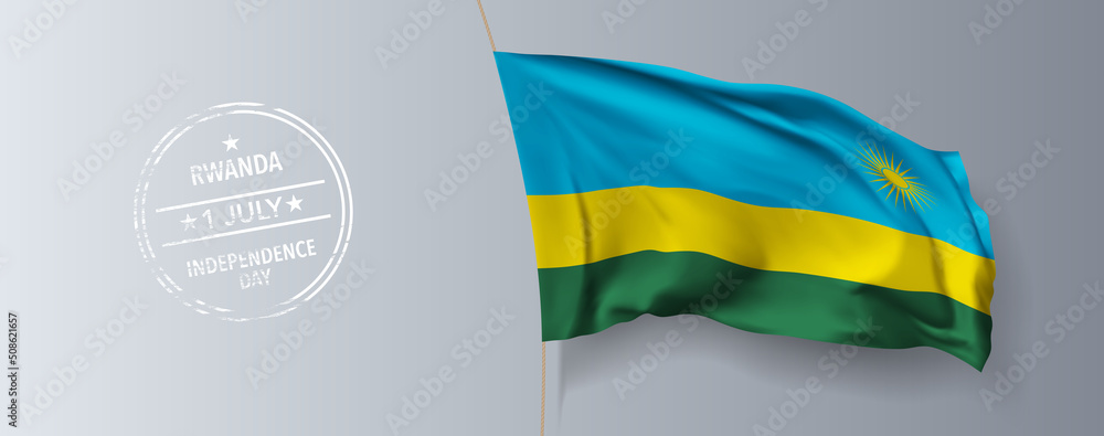 Rwanda happy independence day greeting card, banner with template text vector illustration Rwanda happy independence day greeting card, banner with template text vector illustration