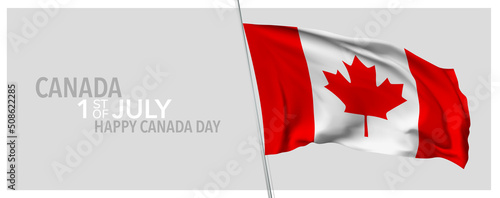 Canada happy independence day greeting card, banner with template text vector illustration