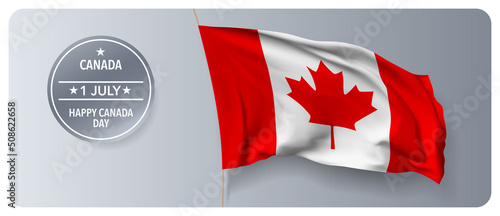 Canada independence day vector banner, greeting card.