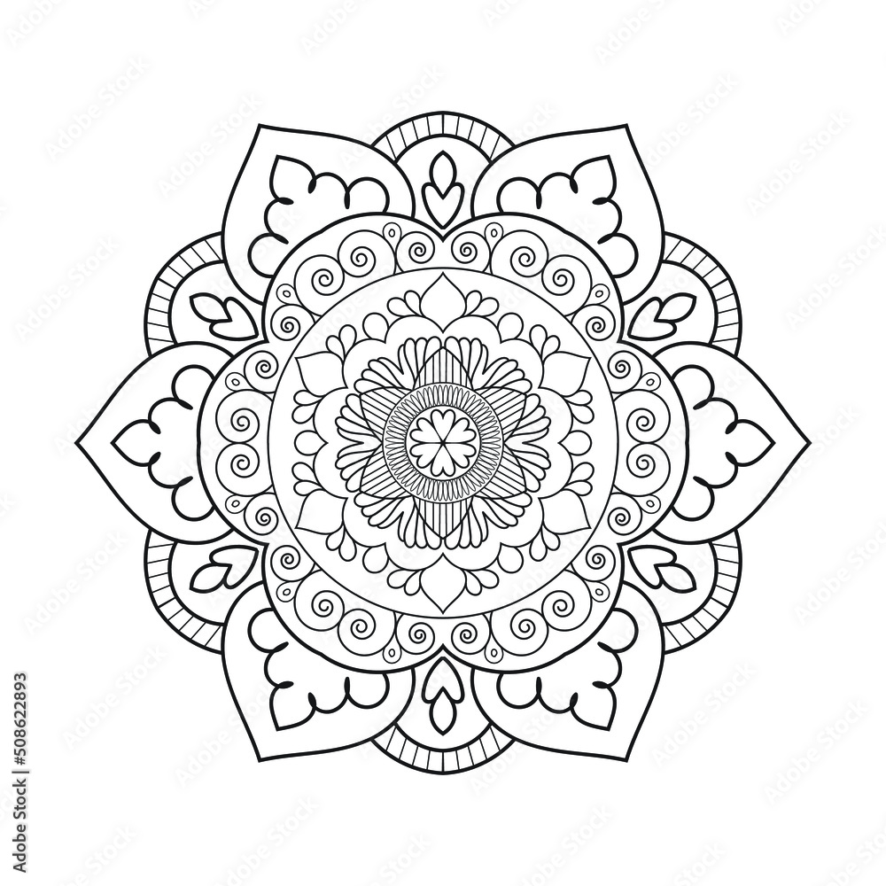 Mandala KDP coloring pages. Black and white flower outline coloring book mandala. Line art Mandala pattern vector. Indian ethnic style Islamic mandala design Mandala KDP coloring pages. Black and white flower outline coloring book mandala. Line art Mandala pattern vector. Indian ethnic style Islamic mandala design