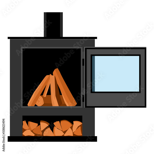 Firewood in a fireplace stove