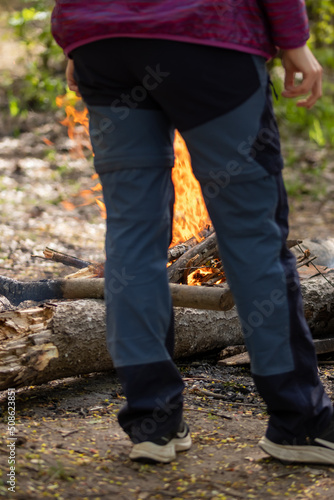 Man on the background of fire