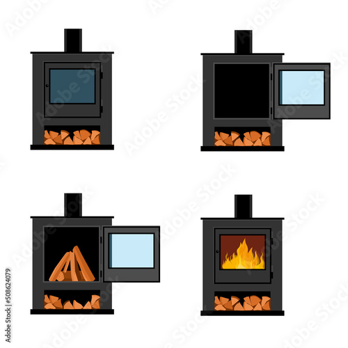 Firewood in a fireplace stove