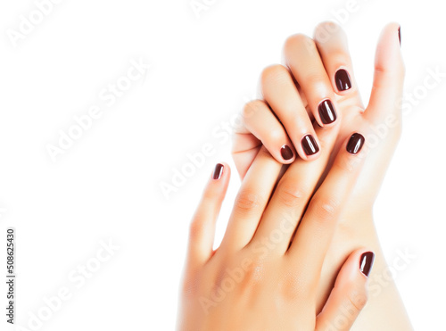 woman hands together manicured african tan and caucasian white isolated gesturing  lifestyle diverse people