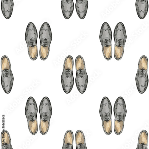Seamless pattern with black men's shoes. 