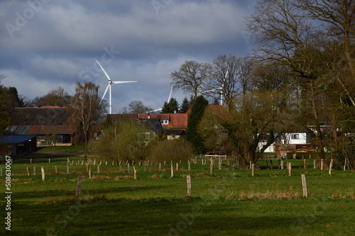Landschaft im Frühling im Dorf Benzen, Niedersachsen photo