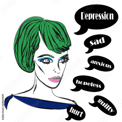 Girl with green hair, depression symptoms