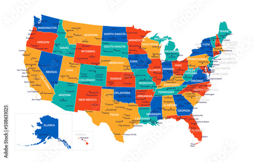 Map of United States - highly detailed vector illustration