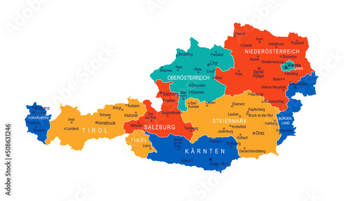 Map of Austria - highly detailed vector illustration