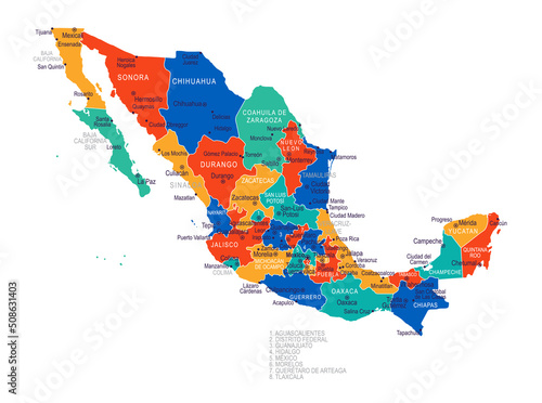 Map of Mexico - highly detailed vector illustration