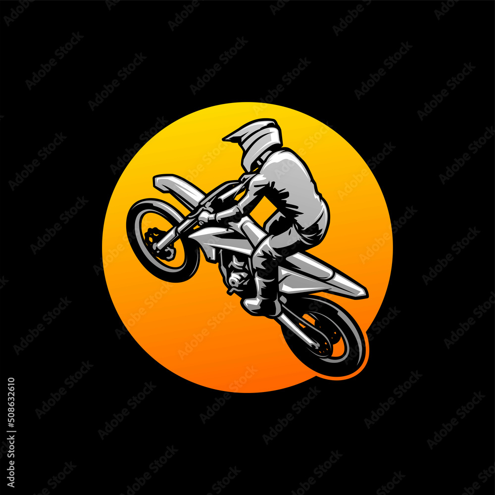 Jumping motocross action illustration vector Jumping motocross action illustration vector