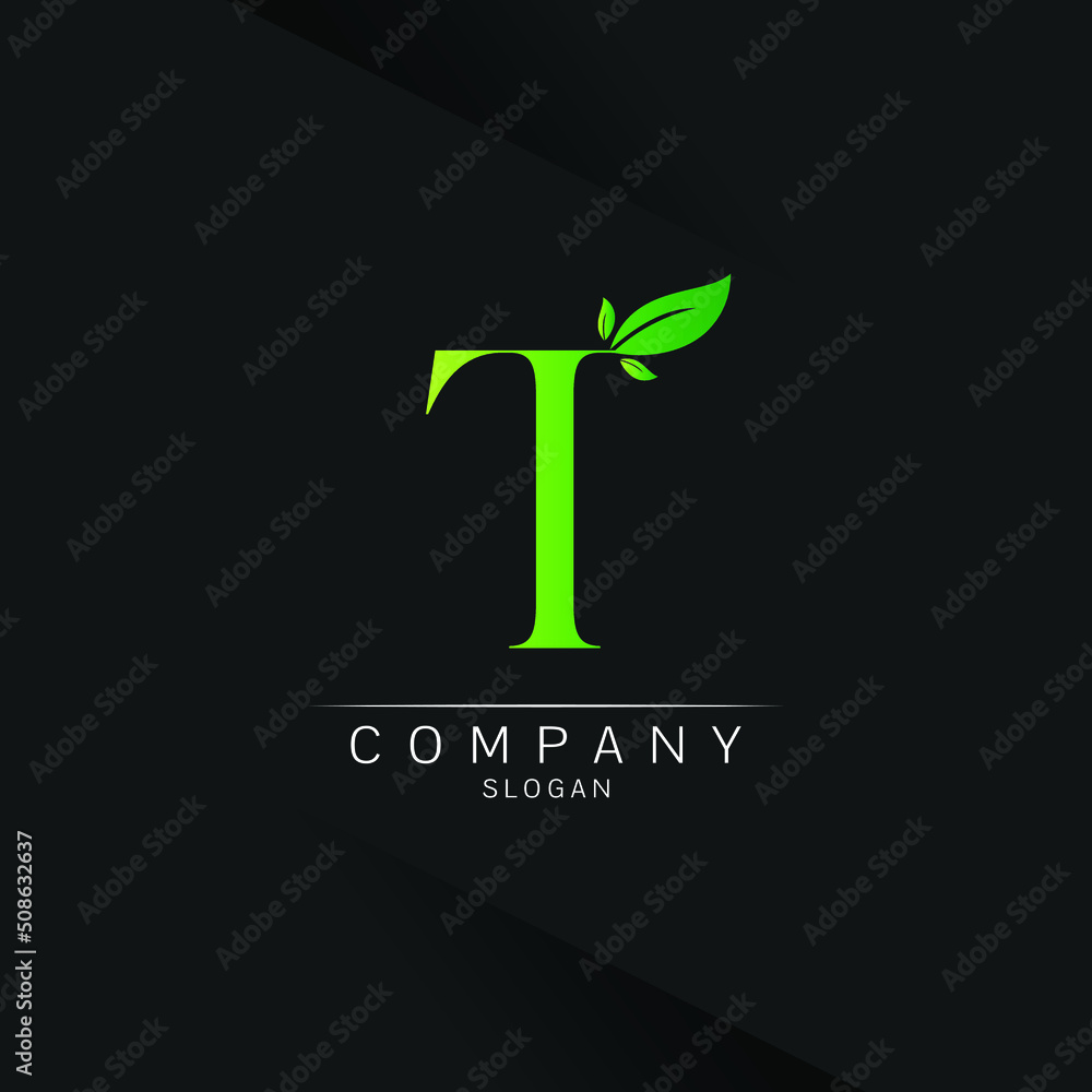 Letter T Green Leaf Logo Design Vector ecology elements for web Spa beauty saloon Letter T Green Leaf Logo Design Vector ecology elements for web Spa beauty saloon