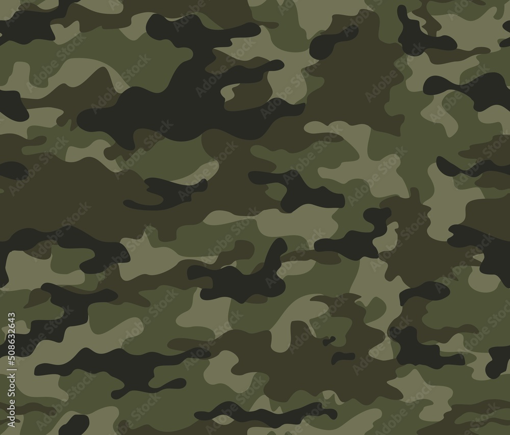 Fototapeta premium Abstract military camouflage seamless classic army pattern, hunting forest background.