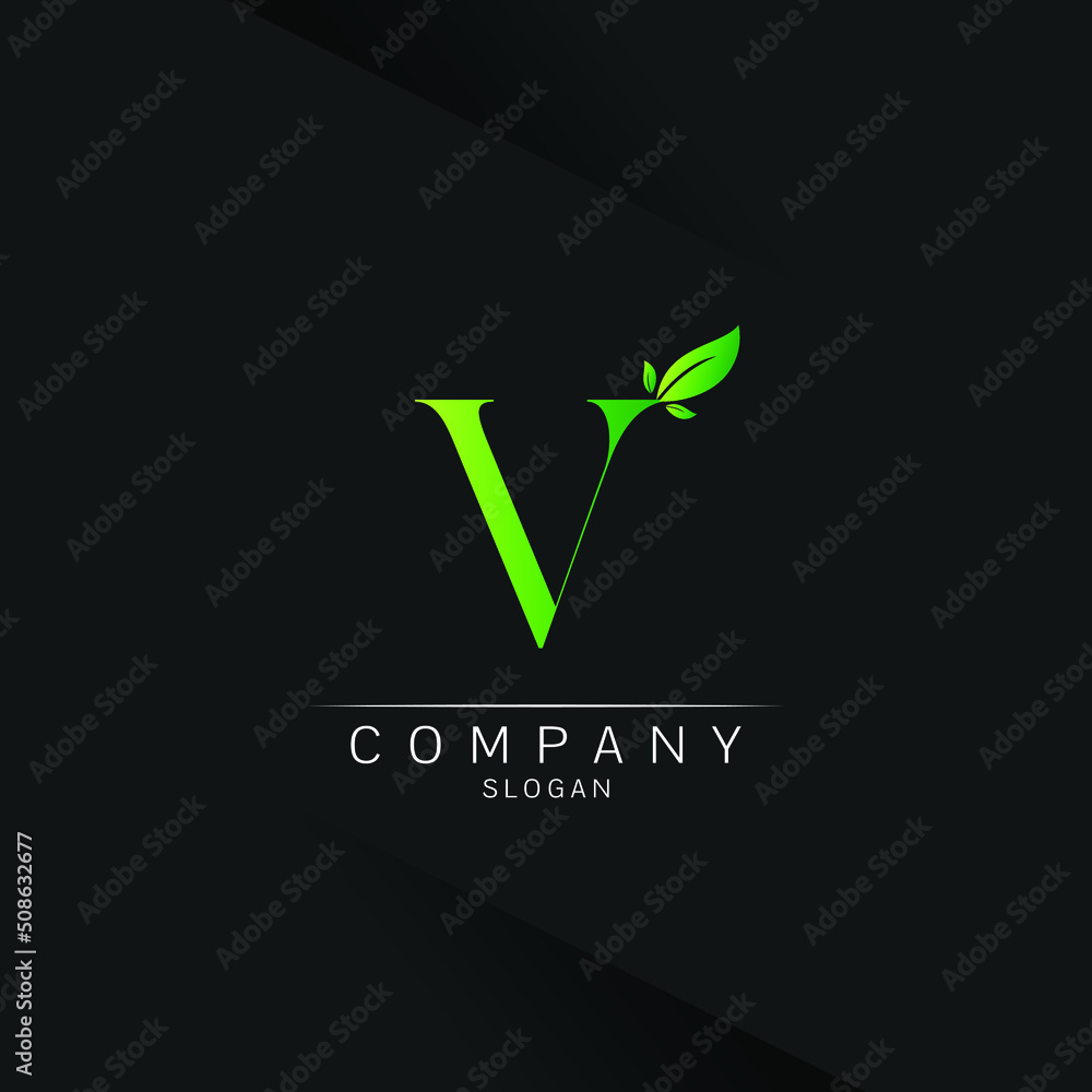 Letter V Green Leaf Logo Design Vector ecology elements for web Spa ...