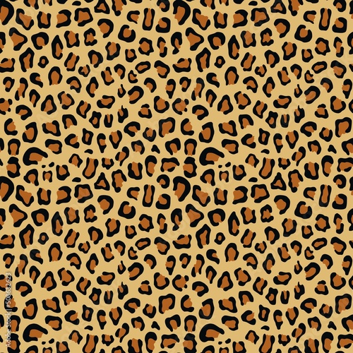  Leopard, jaguar, panther animal skin texture, seamless print, yellow background.