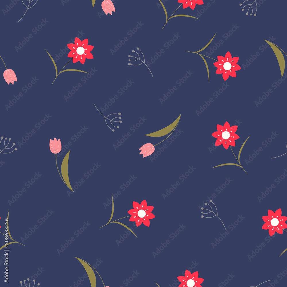 Seamless pattern with spring flowers.Seamless pattern spring flowers for decorative design. Natural abstract art. Modern background. Natural pastel background. Trendy floral design. 