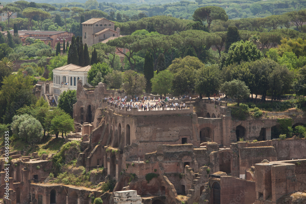Rare view on Palatine hill in Rome
