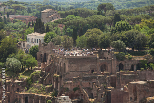Rare view on Palatine hill in Rome