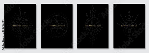 Vector abstract mandala background, dark subtle creative patterns, geometric gradient texture. Deluxe Minimal pattern design. Modern Cover templates set.