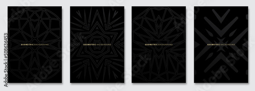 Vector abstract mandala background, dark subtle creative patterns, geometric gradient texture. Deluxe Minimal pattern design. Modern Cover templates set.