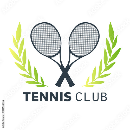 Tennis club logo with racket and ball , Simple flat design style , illustration Vector EPS 10, can use for tennis Championship Logo