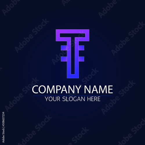 Premium luxury Symbol of crypto. Letter T in form of chip lines. vector Template for logo