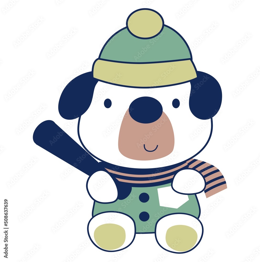 Dog with hat holding baseball bat Dog with hat holding baseball bat