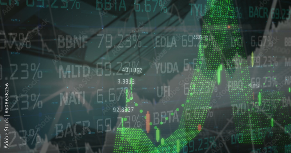 Image of financial data and graphs over architecture Image of financial data and graphs over architecture