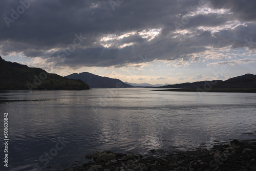 low angle loch between mountains