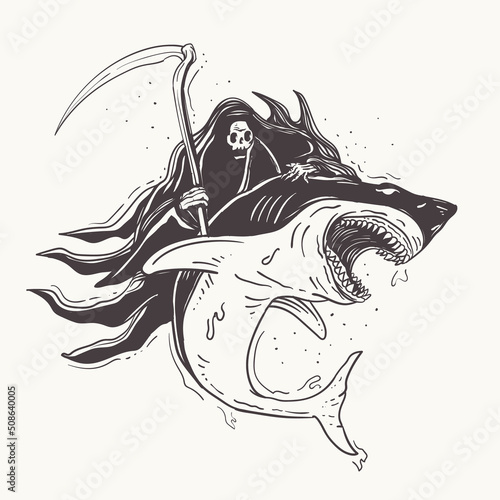 death reaper with a shark

