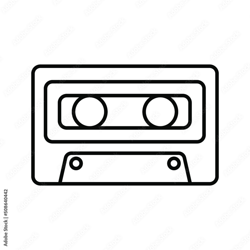 Cassette vecletor icon color editable