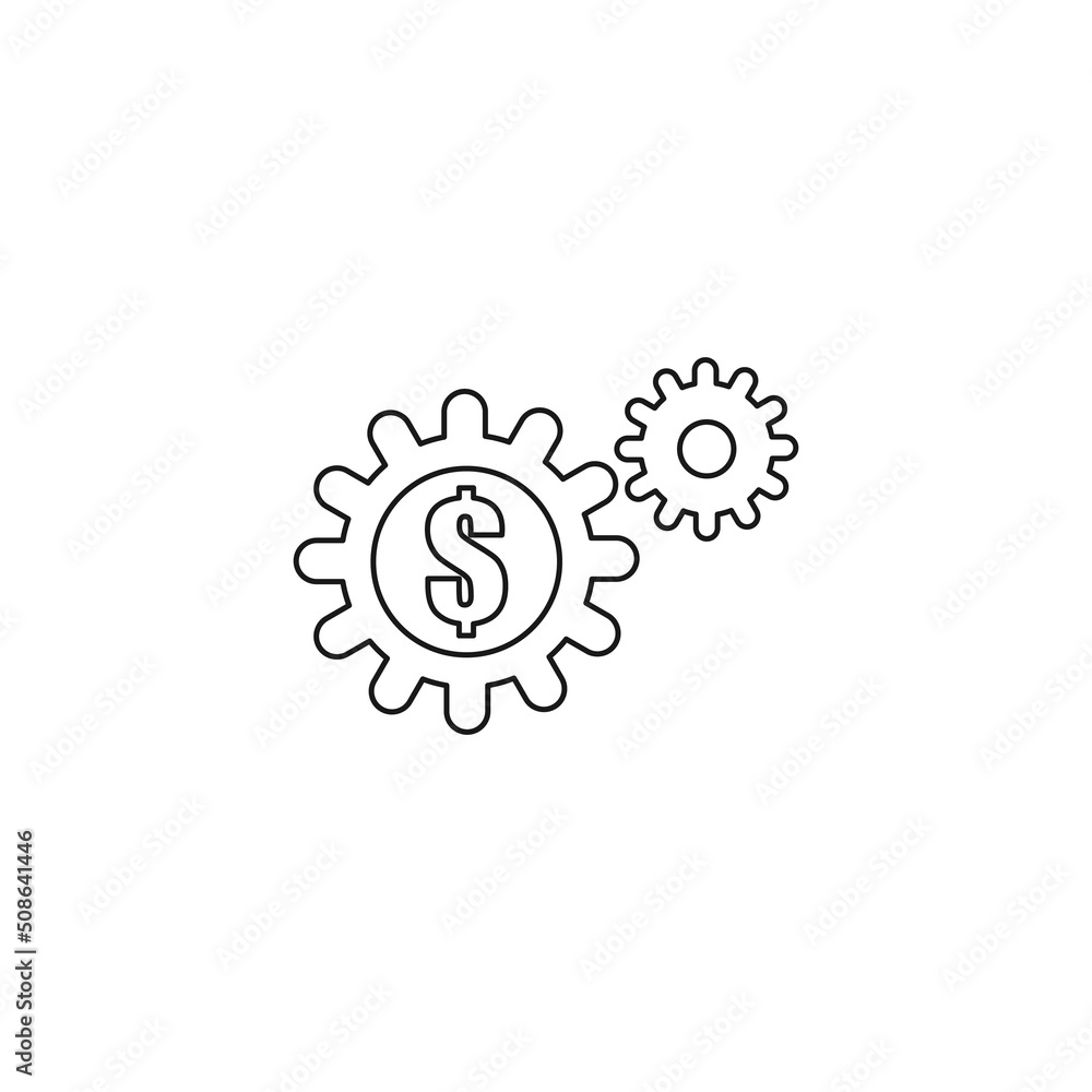 Gear, cog with dollar vector icon