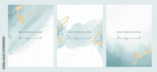 Set of vector watercolor universal backgrounds with copy space for text. Design for social media, card, invitation, brochure, cover.