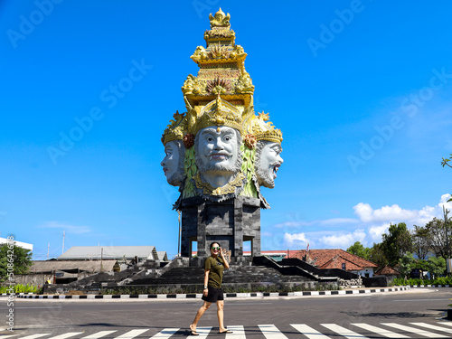 a statue of be barong or barong at the port of Benoa, Bali, Indonesia