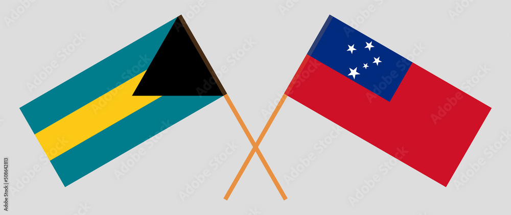 Crossed flags of the Bahamas and Samoa. Official colors. Correct proportion Crossed flags of the Bahamas and Samoa. Official colors. Correct proportion