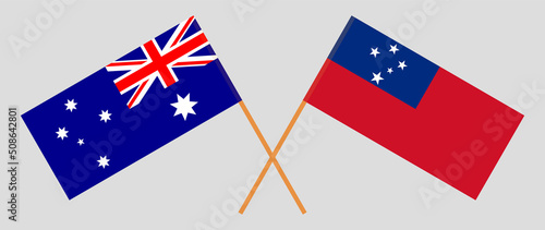 Crossed flags of Australia and Samoa. Official colors. Correct proportion