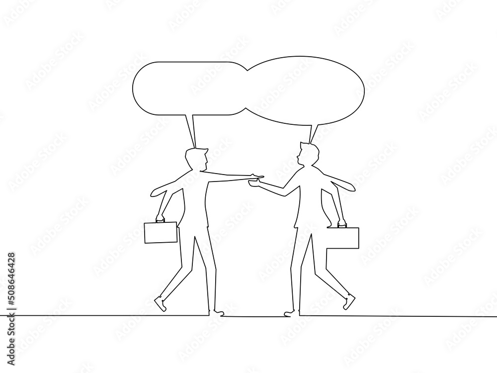 Meeting and talking. Employees meet and talk about work. continuous line drawing business concept vector eps