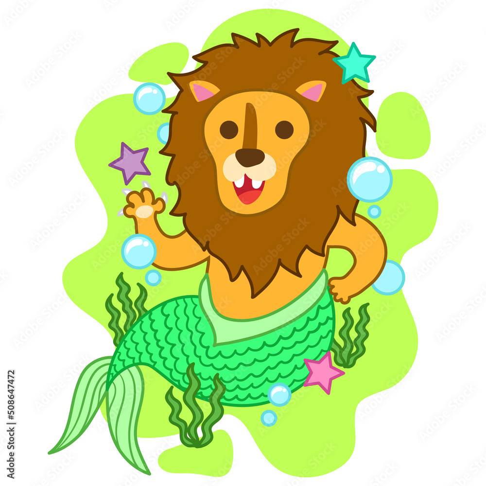 Obraz premium Cute Mermaid lion