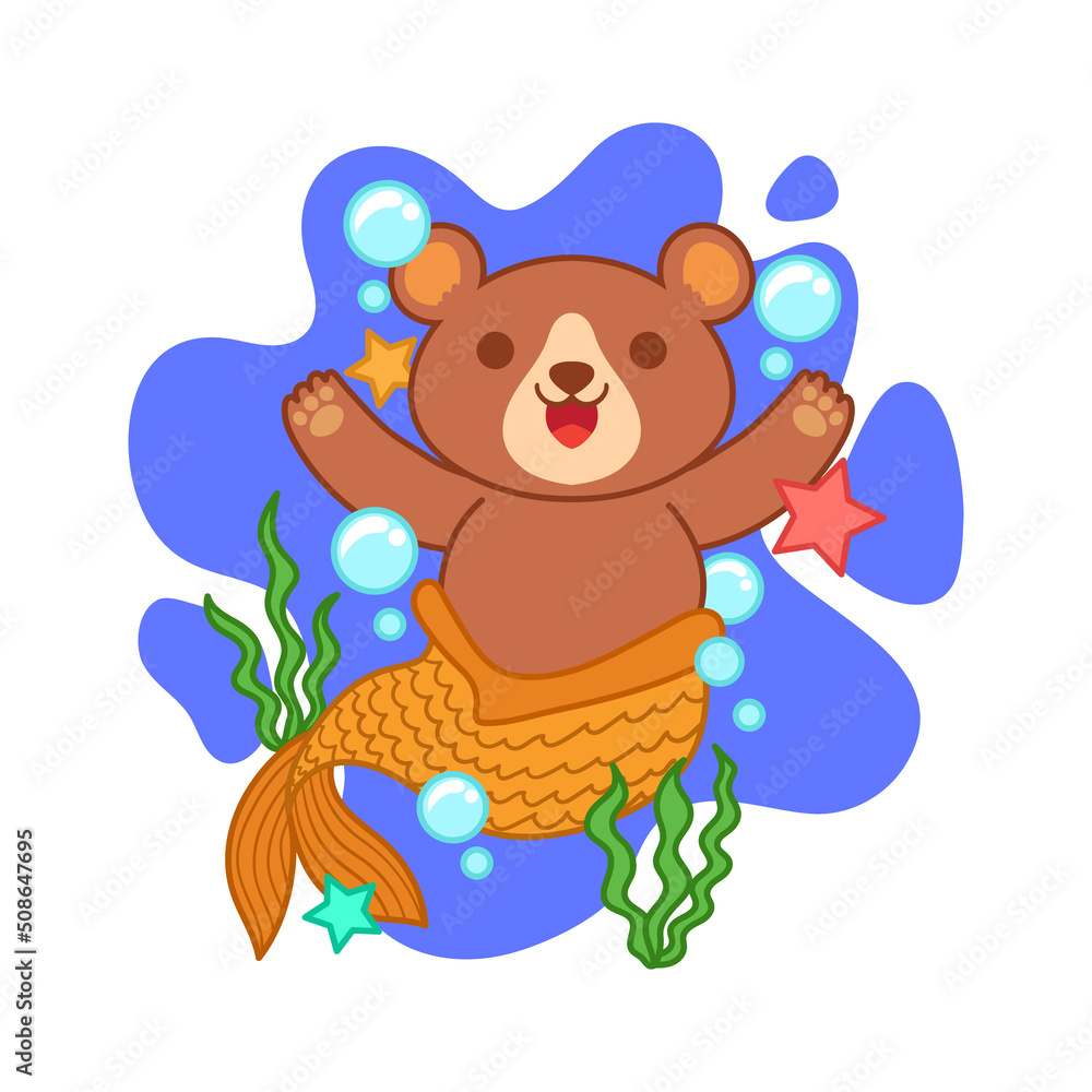 Obraz premium Cute Mermaid bear