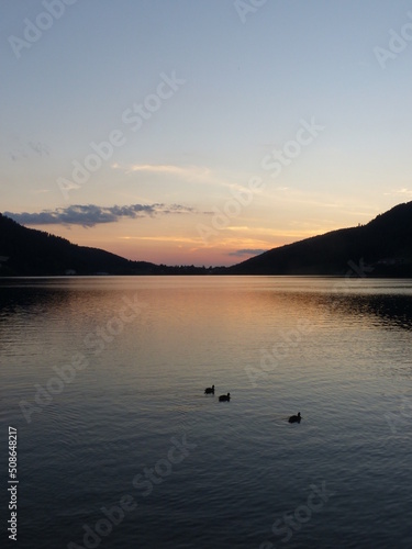 Gerardmer - August 2020 : Visit of the city of Gerardmer - Tour of the beautiful lake in the middle of the Vosges mountains with an August sunset
