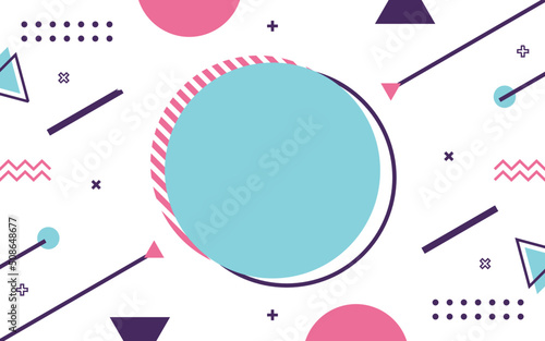 Memphis abstract circle background with geometric shape and symbol, poster and banner background design, fun and trendy colorful background design.