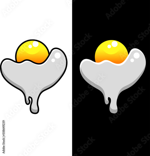 illustration of egg melting in two modes, with lines and no lines. suitable for product, kitchen, restaurant or etc. vector illustration